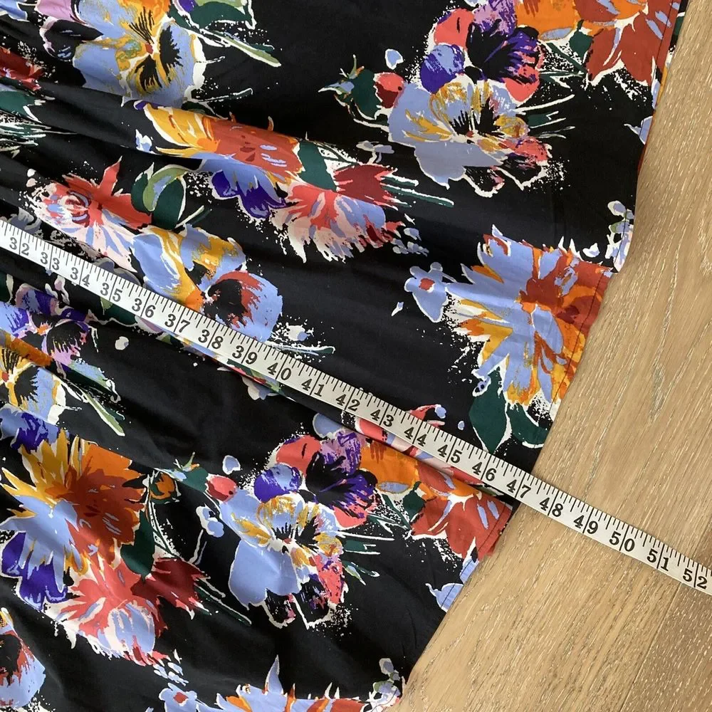 Arket Midi Dress Womens UK 8-10 EU 38 Black Floral Printed Sleeveless Summer - Picture 10 of 13